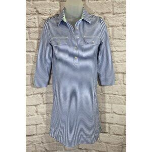 Vineyard Vines SanKaty Margo Performance Shirt Dress XXS Blue White Stripe Ocean
